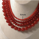 4/6/8/10/12mm Red Onyx/Agate Stone Beaded Necklaces - floysun