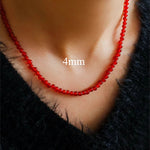 4/6/8/10/12mm Red Onyx/Agate Stone Beaded Necklaces - floysun