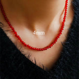 4/6/8/10/12mm Red Onyx/Agate Stone Beaded Necklaces - floysun