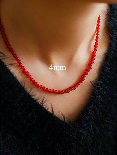 4/6/8/10/12mm Red Onyx/Agate Stone Beaded Necklaces - floysun