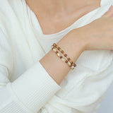 Sandwood Gold Bean Elastic Bead Bracelet Two-Piece Set