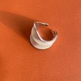 White Enamel Scroll Leaf Wide Open Ring