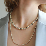 Mixed Color Hemp Gray Tahitian Round Artificial Pearl Necklace-6mm Pearls