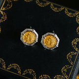 Ancient Greek Retro 925 Silver Coin Stud Earrings-Type F