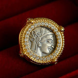 Ancient Greek Retro 925 Silver Coin Stud Earrings-Type D