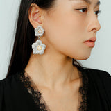 Buccellati-Inspired Gardenia Flower Drop Earrings