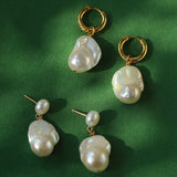 Simple Freshwater Baroque Pearl Drop Earrings