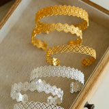 Lace Pattern Diamond Open Bangle