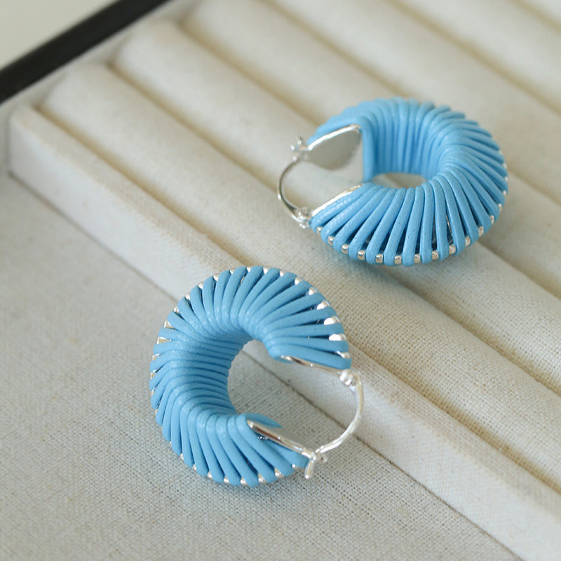 Handcrafted Twisted Leather Hoop Earrings