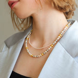 Mixed Color Hemp Gray Tahitian Round Artificial Pearl Necklace-6mm Pearls