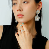 Buccellati-Inspired Gardenia Flower Drop Earrings