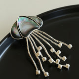 Gray & White Mother-of-pearl Glass Jellyfish Brooch