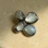 Exquisite Natural Black Mother-of-Pearl Lilac Flower Brooch