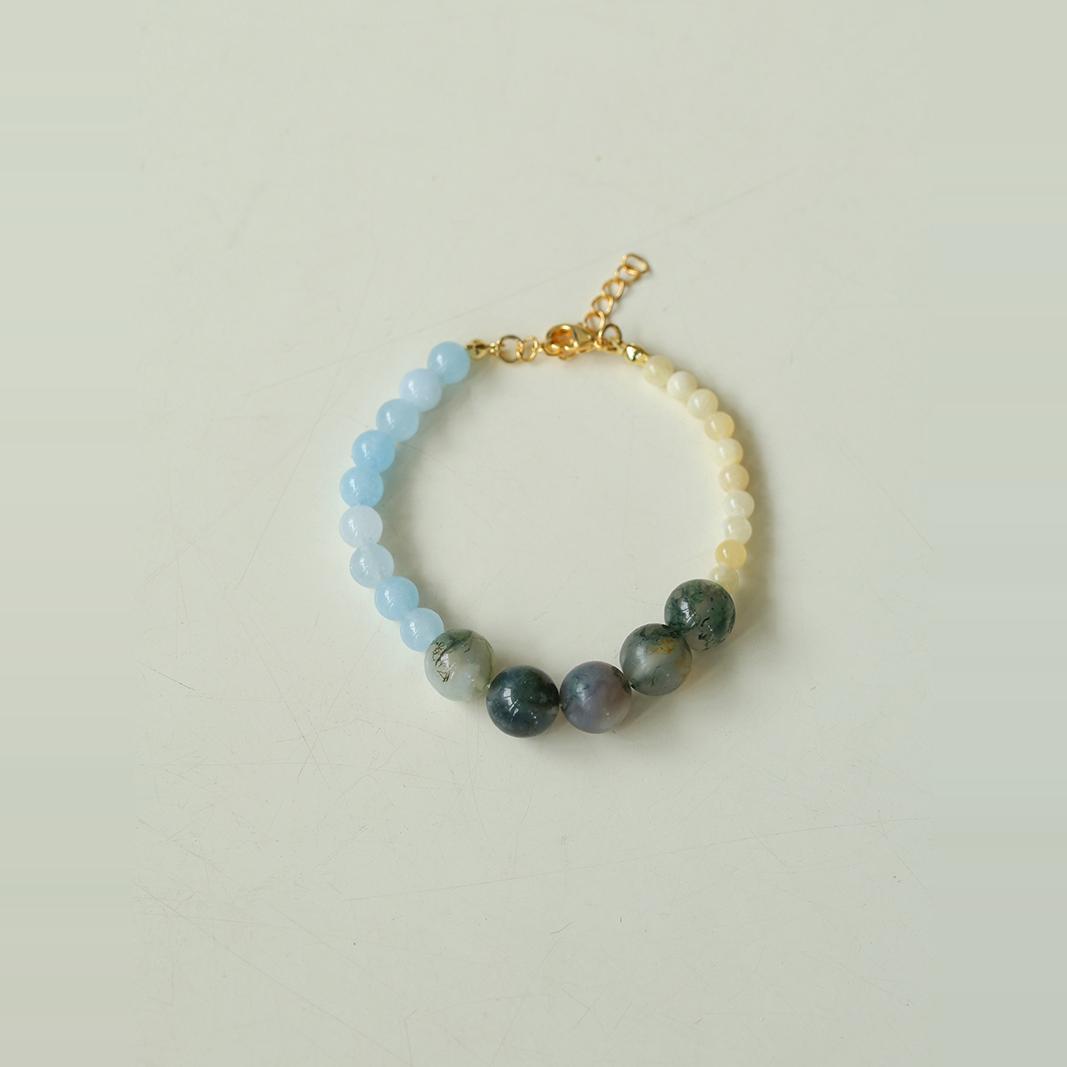 Vibrant Multicolored Gemstone Beaded Bracelet-Water Grass Onyx Bracelet