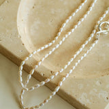 Daily Versatile Long Rice Pearl Necklace