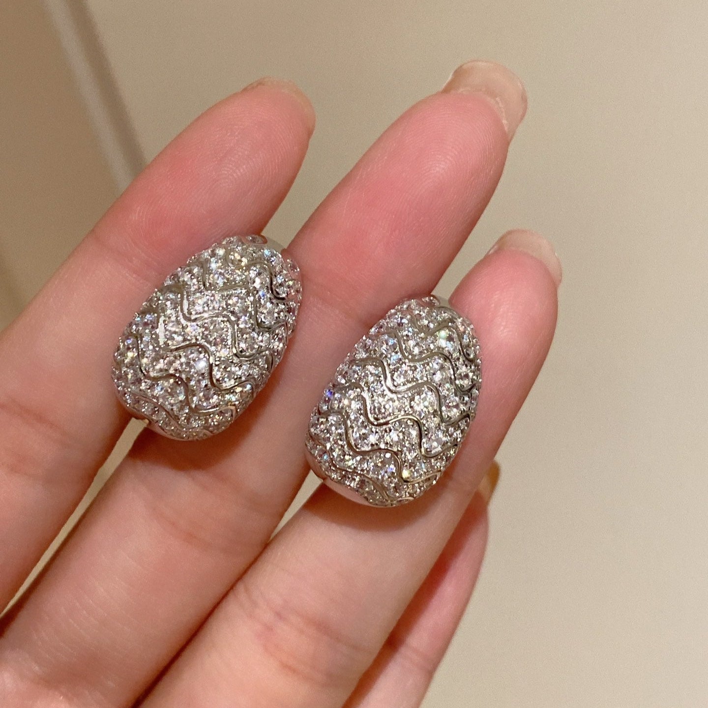 Vintage Full Pavé Wave Earrings