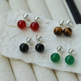 8mm Minimalist Summer Gemstone Stud Earrings - floysun