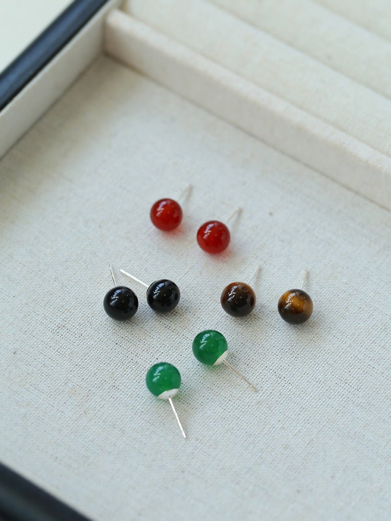 8mm Minimalist Summer Gemstone Stud Earrings - floysun