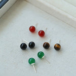 8mm Minimalist Summer Gemstone Stud Earrings - floysun