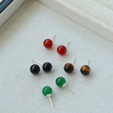 8mm Minimalist Summer Gemstone Stud Earrings - floysun