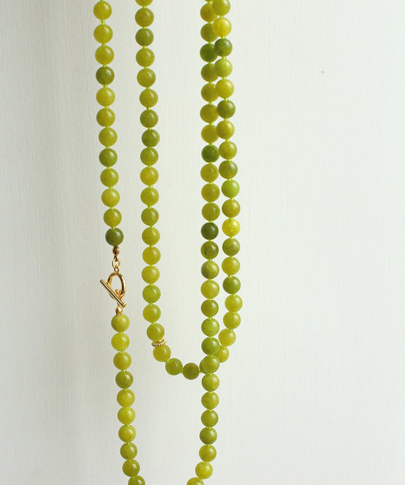 8mm Refreshing Green Grape Gemstone Beaded Necklace - floysun