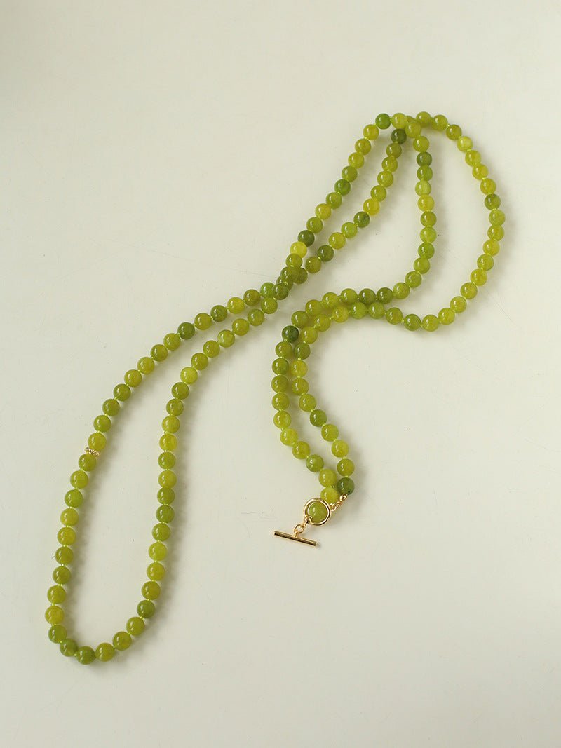 8mm Refreshing Green Grape Gemstone Beaded Necklace - floysun