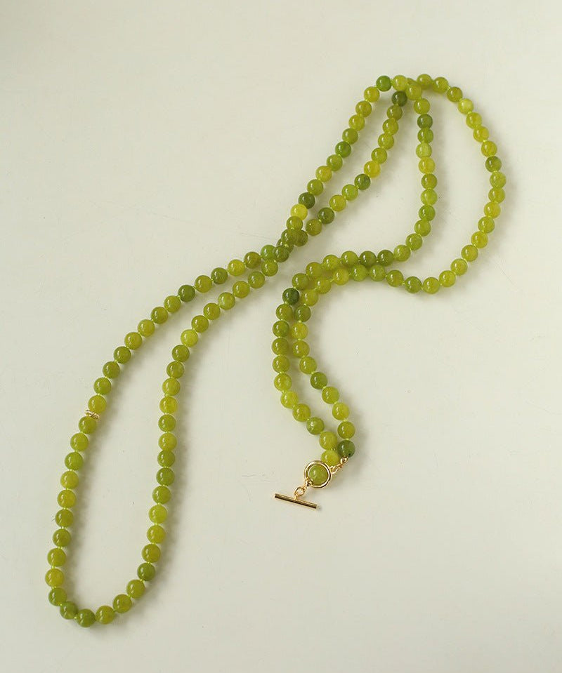 8mm Refreshing Green Grape Gemstone Beaded Necklace - floysun