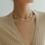 925 Silver Aurora Freshwater Pearl Chain Necklace - floysun