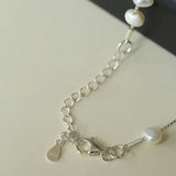 925 Silver Aurora Freshwater Pearl Chain Necklace - floysun