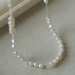 925 Silver Aurora Freshwater Pearl Chain Necklace - floysun