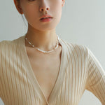 925 Silver Aurora Freshwater Pearl Chain Necklace - floysun