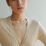 925 Silver Aurora Freshwater Pearl Chain Necklace - floysun