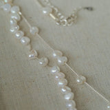 925 Silver Aurora Freshwater Pearl Chain Necklace - floysun