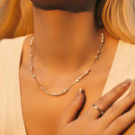 925 Silver Aurora Freshwater Pearl Chain Necklace - floysun