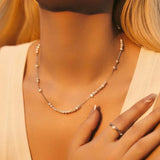 925 Silver Aurora Freshwater Pearl Chain Necklace - floysun