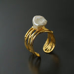 925 Silver Baroque Freshwater Pearl Multi - Layer Ring - floysun