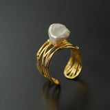 925 Silver Baroque Freshwater Pearl Multi - Layer Ring - floysun