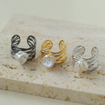 925 Silver Baroque Freshwater Pearl Multi - Layer Ring - floysun