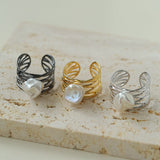 925 Silver Baroque Freshwater Pearl Multi - Layer Ring - floysun