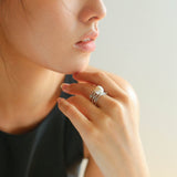 925 Silver Baroque Freshwater Pearl Multi - Layer Ring - floysun