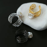 925 Silver Baroque Freshwater Pearl Multi - Layer Ring - floysun