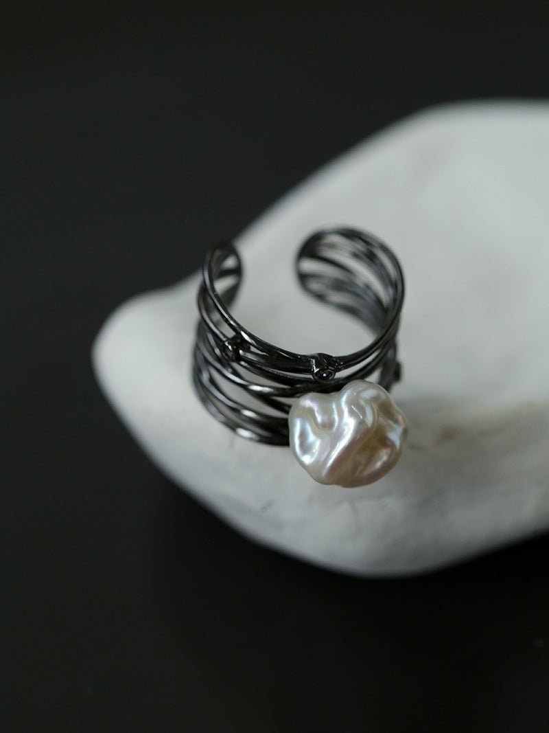 925 Silver Baroque Freshwater Pearl Multi - Layer Ring - floysun