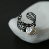 925 Silver Baroque Freshwater Pearl Multi - Layer Ring - floysun