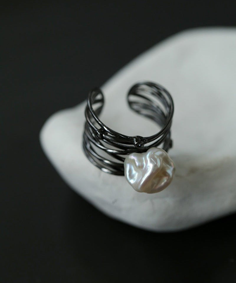 925 Silver Baroque Freshwater Pearl Multi - Layer Ring - floysun