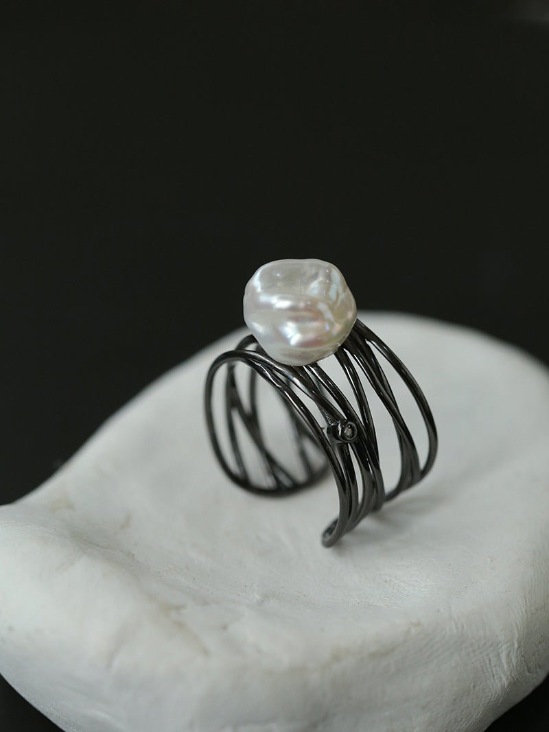 925 Silver Baroque Freshwater Pearl Multi - Layer Ring - floysun