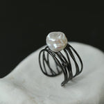 925 Silver Baroque Freshwater Pearl Multi - Layer Ring - floysun