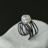 925 Silver Baroque Freshwater Pearl Multi - Layer Ring - floysun