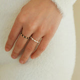 925 Silver Black and White Enamel Striped Ring - floysun