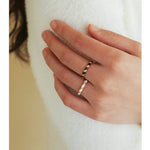 925 Silver Black and White Enamel Striped Ring - floysun