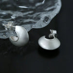 925 Silver C - Shaped Matte Flying Saucer Earrings - floysun